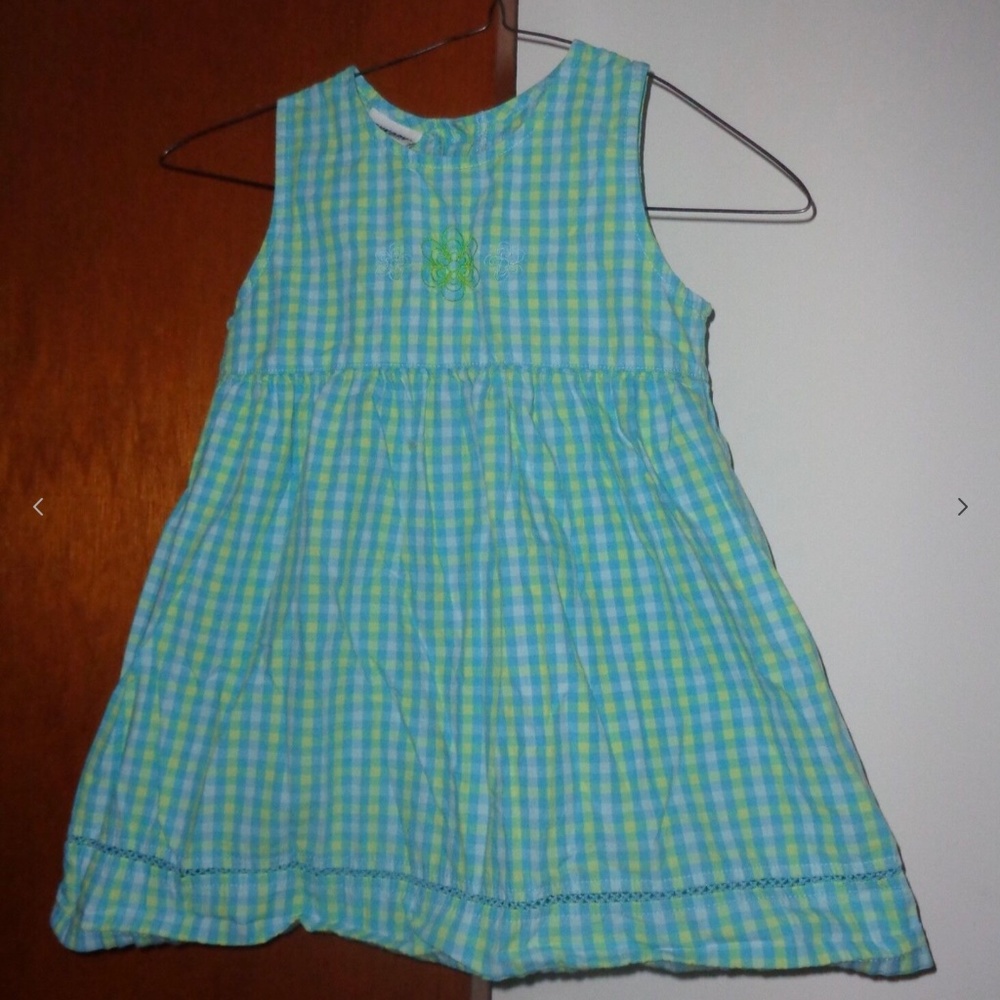 Girl Blue Gingham Dress Size 4T 4 Country Sleeveless Embroidered Flower